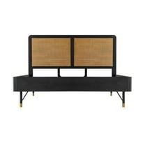 King Size Platform Bed Frame with Headboard - Modern Acacia Wood Bed