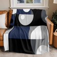 thumbnail image 2 of Abstract Stitching Flannel Blanket for Bed,Travel and Camping, Visual Art Blue Black Square Round Super Soft Cozy Blanket for All Seasons 50"x60", 2 of 7