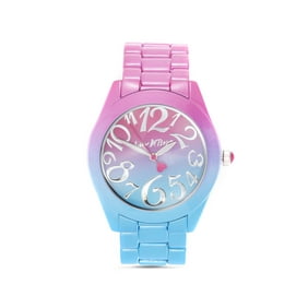 Luv Betsey Women's All Over Gradient Pink and Blue Printed Case, Dial and Band Watch LBW010