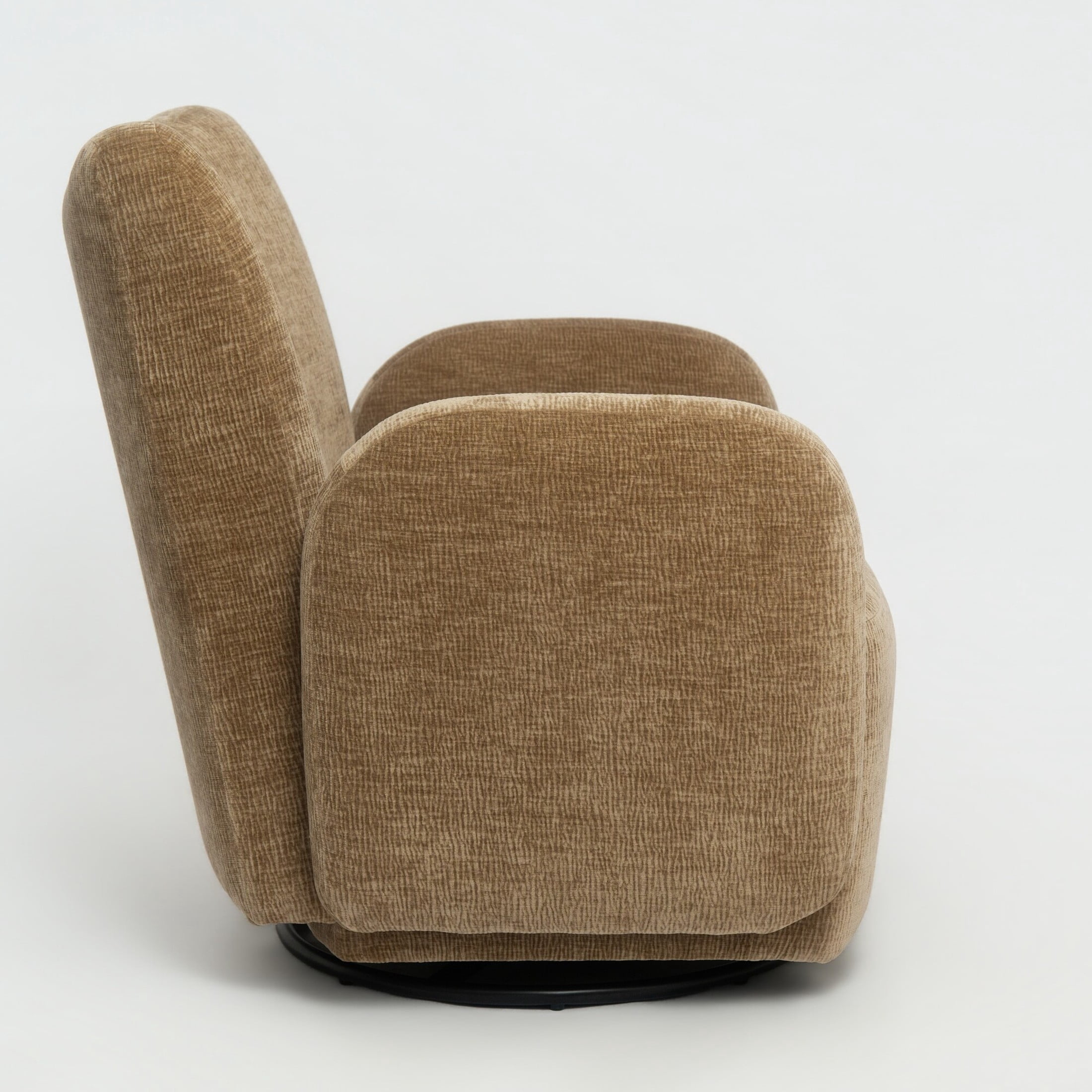 Noble House Gabryle 360° Swivel Accent Chair, Luxurious Chenille Upholstered Barrel Chair, Living Room, Camel