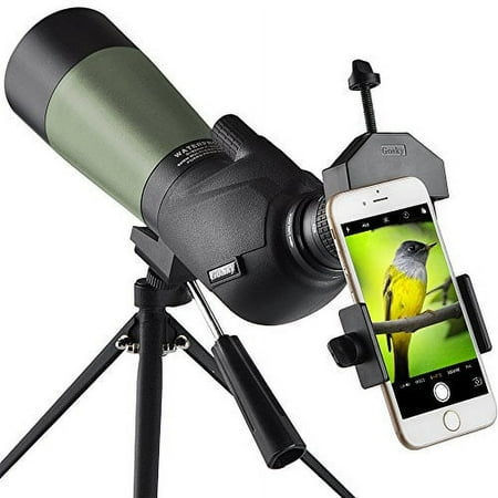 Gosky 20-60x60 HD Spotting Scope with Tripod Carrying Bag and Scope Phone Adapter - BAK4 45 Degree Angled Eyepiece Telescope