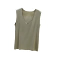 thumbnail image 1 of ZVNAΖH Women's Plus Size Modal Tank Top, V-Neck Ruffle Hem Sleeveless Summer Layering Tops Undershirt, M-5XL, 1 of 5