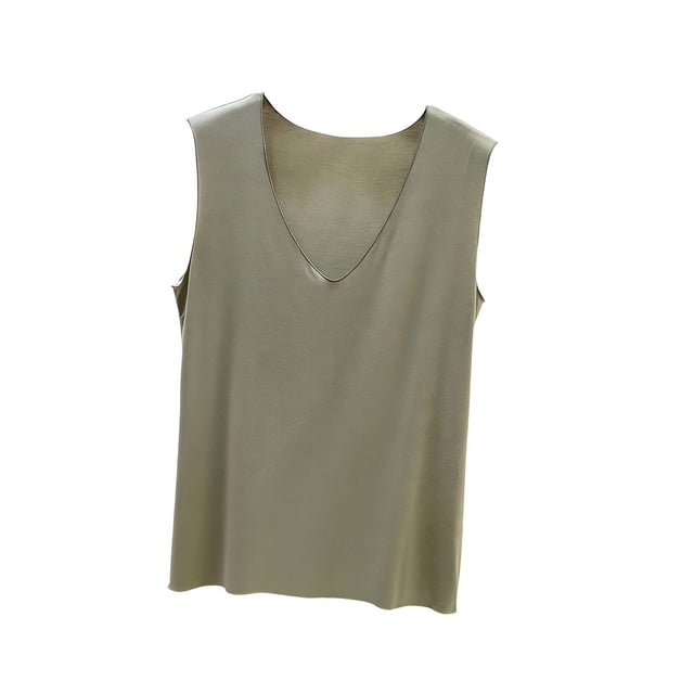 ZVNAΖH Women's Plus Size Modal Tank Top, V-Neck Ruffle Hem Sleeveless Summer Layering Tops Undershirt, M-5XL