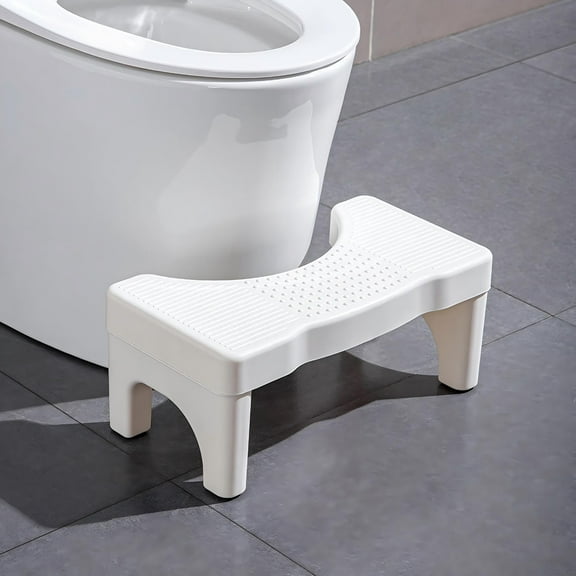 Toilet Stool, MOJINO 7" Poop Stool for Adults, Portable Toilet Potty Stool, Non-Slip Poop Stool Squat, Squatting Toilet Step Stool for Pooping, Pooping Stool for Bathroom Potty Suppor, White