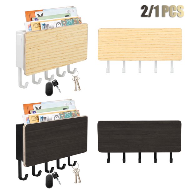 Tsv 1 2 Pcs Wall Mounted Hook Key Letter Holder 7 08x3 7x1 37in Entryway Mail Envelope Organizer Letter Holder Hooks Leash Hanging Coat Rack Ornament Home Decorative Floating Shelf Black White Walmart Com Walmart Com