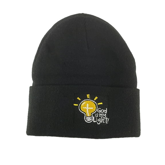 Top Headwear God Is My Light Cuffed Beanie - Black