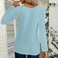 thumbnail image 5 of Zyekqe Long Sleeve Tops for Women Scoop Neck Buttons Striped Casual Loose Fitted Solid Color Tunic Tops, 5 of 5