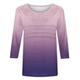 thumbnail image 6 of JURANMO Womens Beach Vacation Clothes Fashion 3/4 Sleeve Round Neck Shirts Casual Pleated Front T Shirts Gradient Print Going Out Tops Prime Day Sales Today 2025 Clearance Purple L, 6 of 7