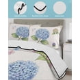 thumbnail image 3 of Quilt King Size Bedding Set, Blue Hydrangea Floral Reversible Summer Quilt 3 Pieces, Farmhouse Flowers Blossom Lightweight Bedspreads Coverlets with 2 Pillow Shams for All Seasons, 3 of 5