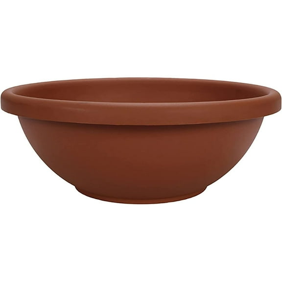 UlaREYoy HC Companies 18 Inch Resin Garden Bowl Planter Pot, Terra Cotta Clay (2 Pack)
