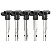 King Auto Parts Ignition Coil Pack Replacement for Volkswagen Audi Beetle Golf Passat Rabbit I5 2.5L RS4 RS5 Q5 (set of 5)