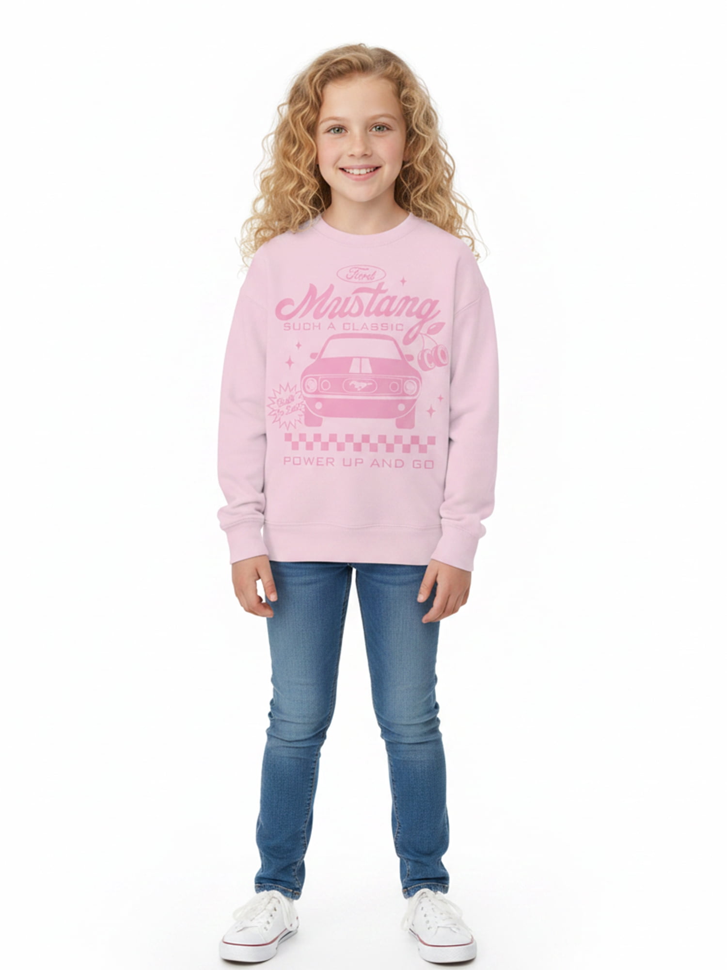 Ford Girls Mustang Retro Classic Graphic Sweatshirt, Sizes 4-16
