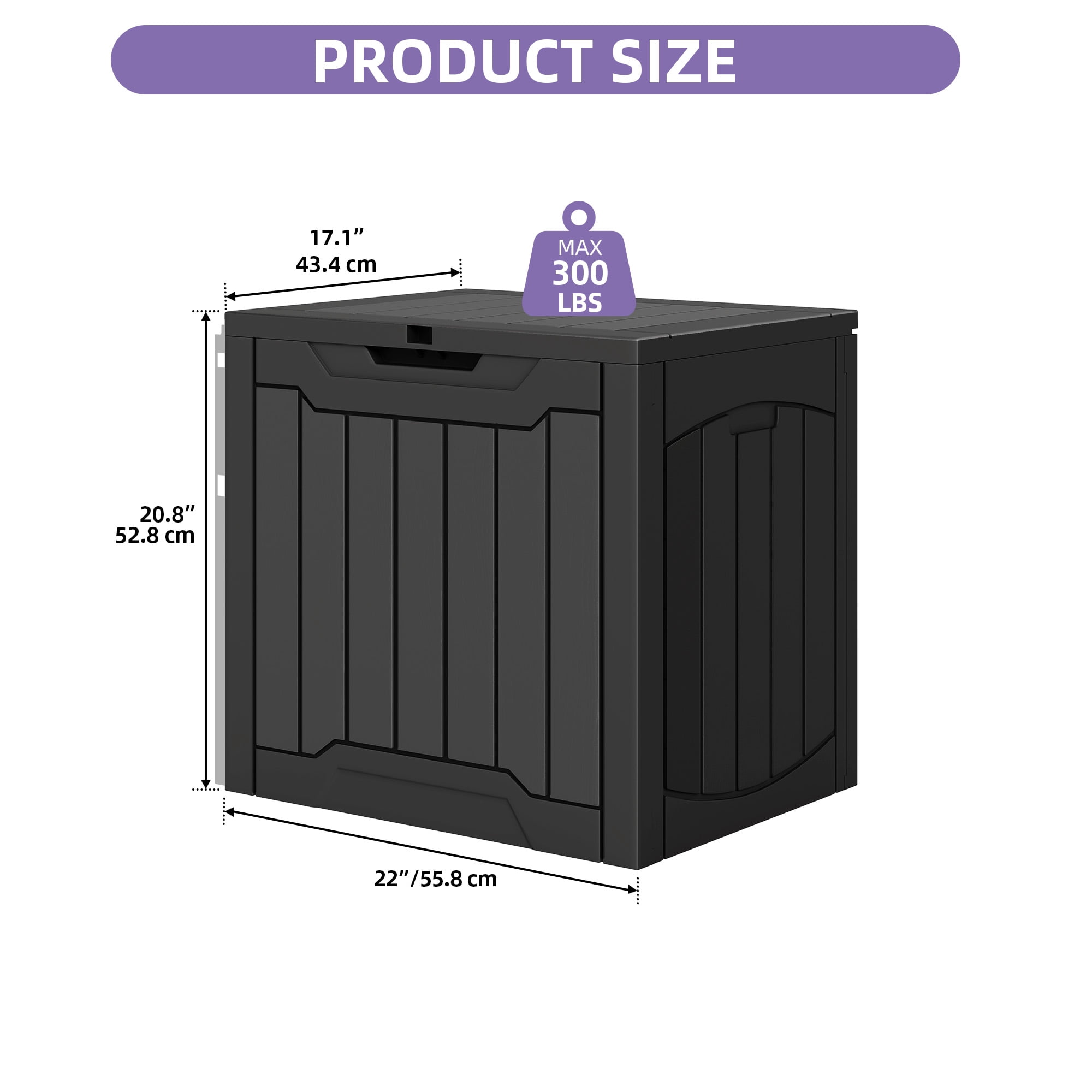 Uforic 31 Gallon Outdoor Waterproof Resin Deck Box, Outdoor Side Table, Resin Outdoor Storage Box, Black