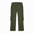 thumbnail image 6 of Mens 3/4 Long Cargo Shorts Loose Fit Elastic Work Capri Shorts Below Knee Casual with Multi Pockets Army Green 4XL, 6 of 7