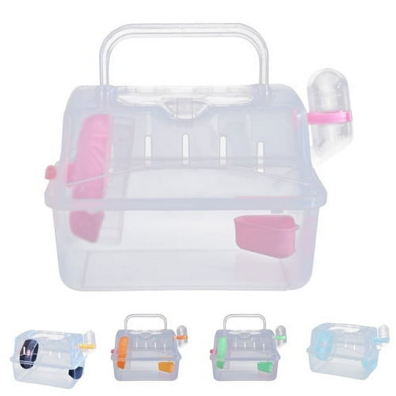 Cheers.US Hamster Travel Case with Food Bowl Running Wheel Multifunctional Portable Hamster Carrier Small,Portable, Breathable, Large Space,for Hamster, Guinea Pig