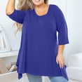 thumbnail image 7 of Gamivast Plus Size Tops for Women Crew Neck 3/4 Sleeve Comfy Tunic Tops Spring Summer Clothes Shirts Blouse Blue XXXL Clearance Clothes Under $5.00 Women Plus Membership, 7 of 7