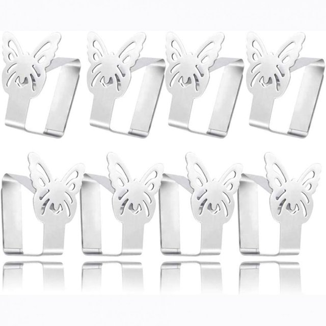 Pinzas para mantel con motivos de mariposas en acero inoxidable, 8 piezas