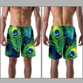 thumbnail image 3 of luoweisi Men's Beach Shorts Quick Dry Swim Trunks with Mesh Lining Peacock Feather L, 3 of 5