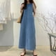 thumbnail image 2 of Vestido largo boho de denim para mujer: sin mangas, cuello redondo, corte holgado con bolsillos, largo para un estilo bohemio informal., 2 of 5