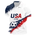 thumbnail image 2 of USA 2026 Soccer Cup Style Patriotic Polo Shirt for Men, Short Sleeve Quick-Dry Mesh Breathable Top with Stars & Stripes Graphic, Lightweight Sports Jersey, 1 PC White XXL, 2 of 5