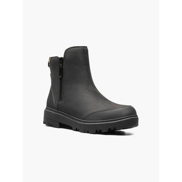 BOGS Women's Holly Zip Leather Waterproof Rain Boot Black - 72840-001