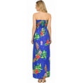 thumbnail image 3 of LA LEELA Women's Beach Casual Slit Maxi Strapless Dresses Summer Tube Dress One Size Navy, Floral, 3 of 5