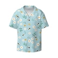 thumbnail image 3 of Goofa Bee Flower Printed Men's Casual Short-sleeved Shirt,Lightweight Breathable Button-down,Summer Casual men's top,Versatile Fashion shirt-Small, 3 of 7