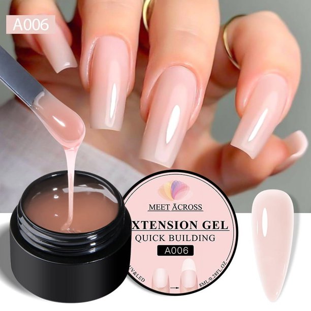 MEET ACROSS 8ml blanco leche extensión rápida Gel Esmalte de uñas Vernis semipermanente Soak Off Nail Art UV Gel LED barniz uñas