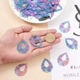 thumbnail image 4 of U8MO 50pcs Colorful Vacuum Plating 201 Stainless Steel Filigree Pendants 23~48.5mm-Teardrop with Flower, 4 of 7