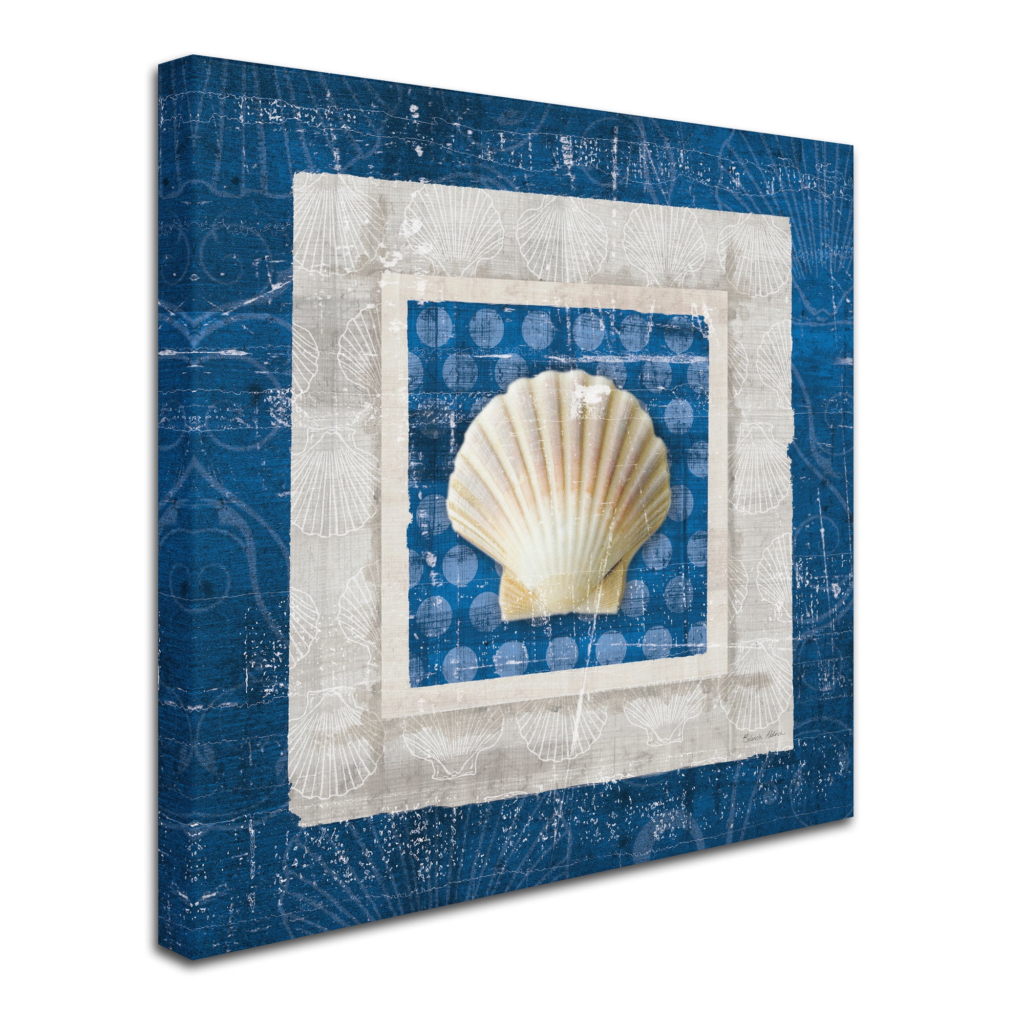 Trademark Fine Art "Sea Shell III on Blue" Canvas Art by Belinda Aldrich