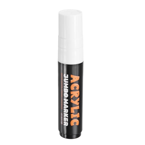 Uxcell White Poster Markers, 1 Pcs Permanent Waterproof Markers Large Acrylic Paint Pen 15mm Felt Wide Tip on Canvas Glass Wood Ceramic Rock for Painting, Sign Graffiti Creations