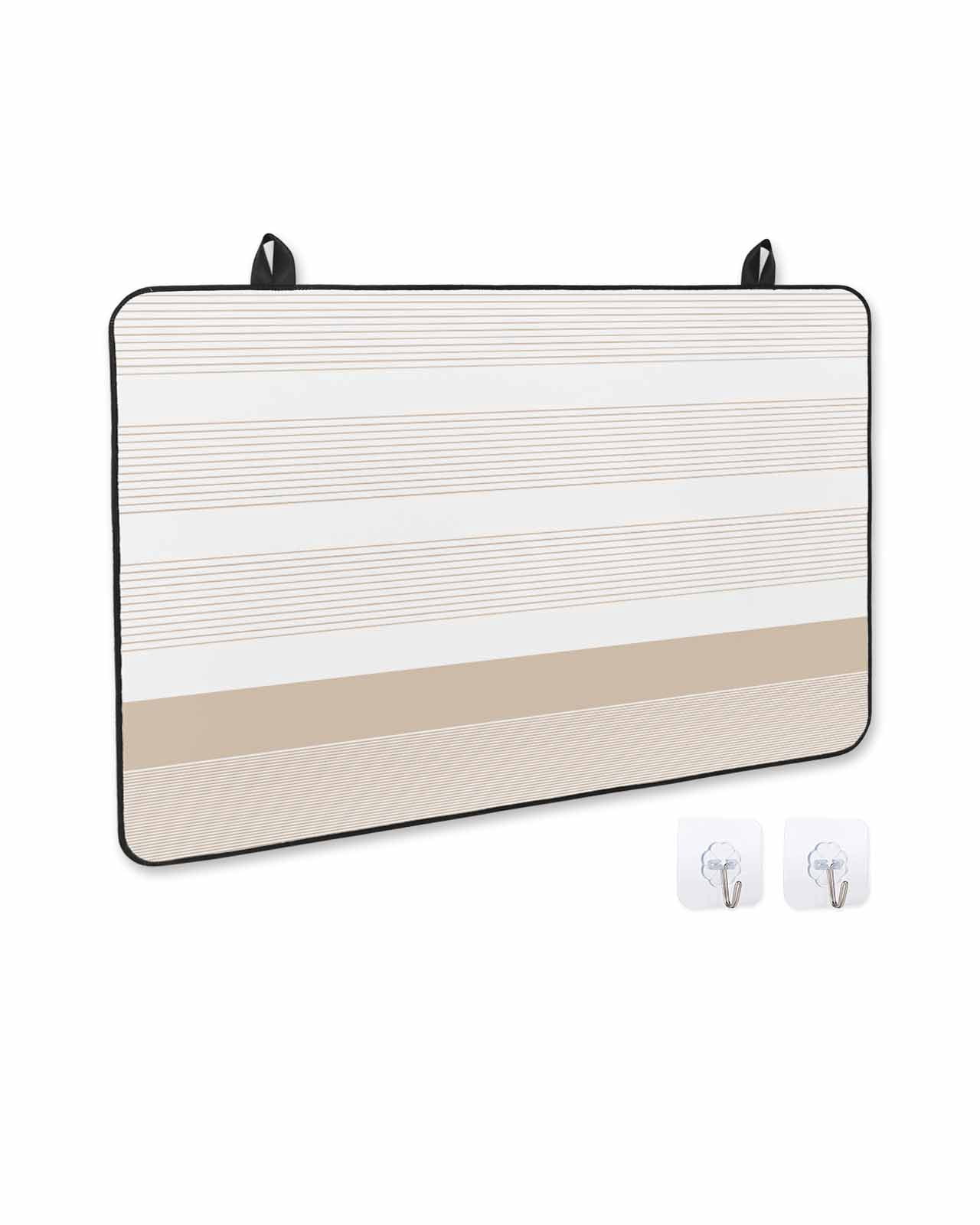 nqOlkjepod Large Induction Cooktop Protector Mat 24"x21", Brown Stripe Stove Top Covers for Electric Stove, Modern Rustic Horizontal Brown Striped Stove Burner Cover Mats, Glass Top Stove Cover