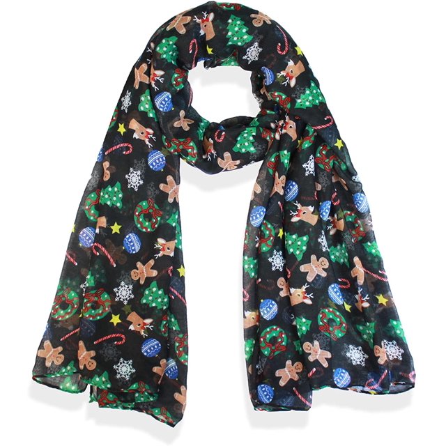 Bufanda de mujer con estampado de bastón de caramelo regalo de Navidad ligero Adepaton CJWUS-6518