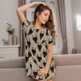 thumbnail image 3 of Naloa Cute Black Dog Print Women Nightgowns,Womens Loungewear,Short Sleeve Sleepwear,Comfy Ladies Nightdress, 3 of 6