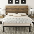 thumbnail image 2 of Allewie Full Size Rustic Country Style Wooden Headboard Metal Platform Bed with Strong Metal Slats, Light Brown, 2 of 8