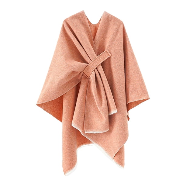 Poncho grande con abertura delantera para mujer - Chal de punto, material de poliéster - Talla única