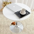 thumbnail image 2 of ELECWISH 35 Inches Height Modern Round Bar Table Adjustable Height Chrome Metal and Wood Cocktail Dinner Pub Table MDF Top 360° Swivel Furniture, White, 2 of 8