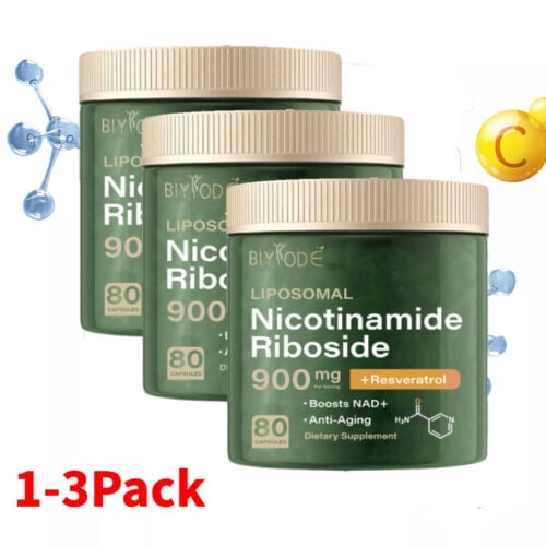 Paquete de 1 a 3 suplementos de nicotinamida ribósido + resveratrol NAD+ 900 mg antienvejecimiento //p= NUEVO Mejor