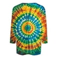 thumbnail image 4 of CYMMPU 3/4 Sleeve Round Neck Blouses for Women Dressy Casual Tunic Tops Fall Trendy Shirts Loose Fit Spring Tops Tie Dye Ombre T-Shirts XXXL, 4 of 5