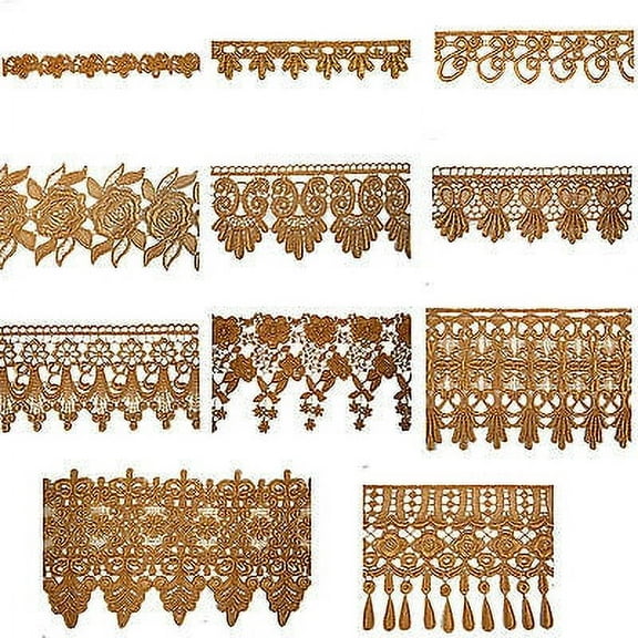 5/8" to 5 1/8" Wide Tan Taupe Brown Floral Embroidery Venice Lace Trim by Yard