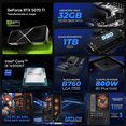 thumbnail image 3 of PC Gamer IA Xtreme PC Gaming MSI NVIDIA GeForce RTX 5070 Ti Intel Core i9 14900KF 32GB DDR5 SSD 1TB Sistema Liquido Loong:Nia Edition Alto Desempeño Creativo con IA Integrada, 3 of 6