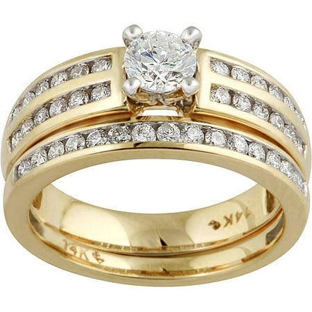 1 Carat T.W. Diamond 14kt Yellow Gold Bridal Set, Certified