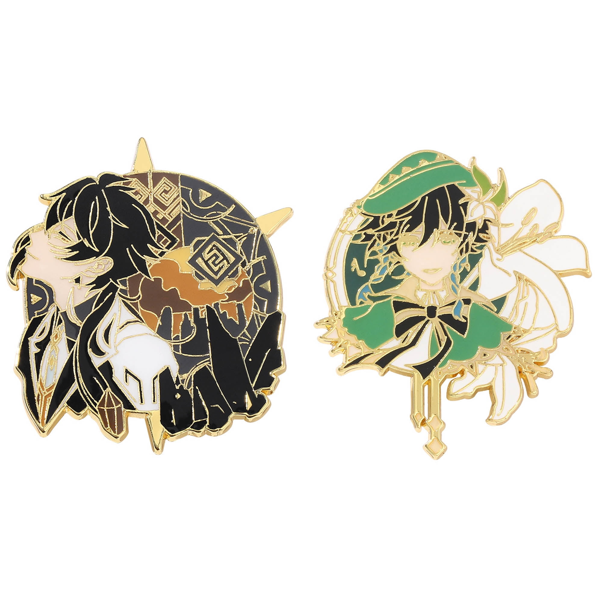 ZILEFSILK 2PCS Anime Game Genshin Impact Figure Eula Xiao Cute Enamel Pins  Set for Jackets Backpack Bag Hat Characters Cosplay Metal Lapel Badges Pins  Aesthetic Brooch For Women Girls Fans 