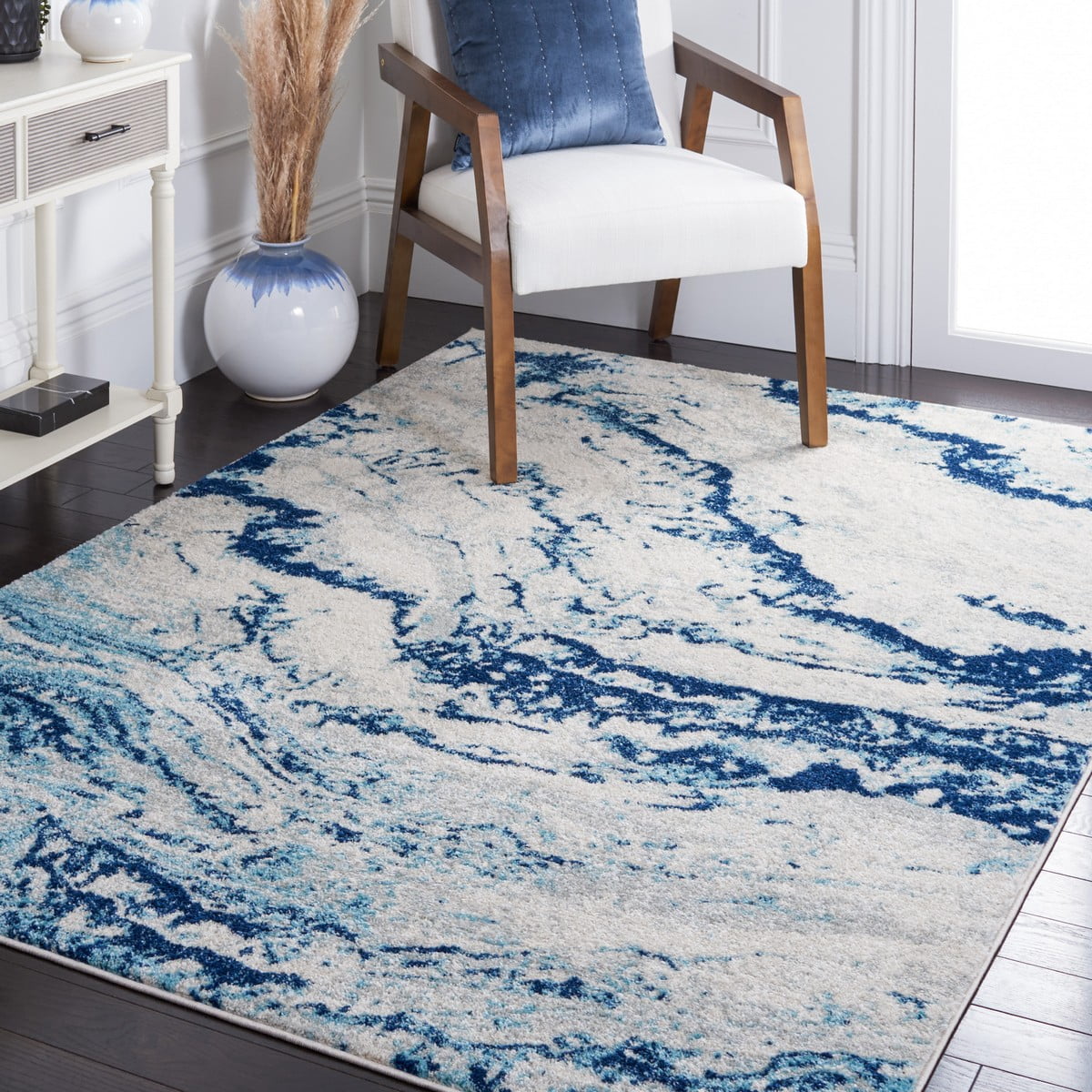SAFAVIEH Tulum Liz Abstract Area Rug, 9' x 12', Ivory/Blue