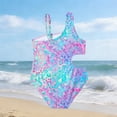 thumbnail image 5 of Girls One Piece Swimsuit Size 5-6 Cut Out Girls Swimwear Tankini Quick Drying Cute Floral Print Bathing Suit Spaghetti Strap Beach Swimwear Purple7-8 Years, 5 of 6