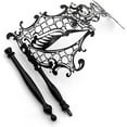 thumbnail image 6 of Women Masquerade Mask with Stick, Handheld Carnival Halloween Mardi Gras Mask,Venetian Party Metal Rhinestone Mask, 6 of 8
