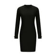 thumbnail image 4 of biudgviw Women's Turtleneck Sweater Dress Long Sleeve Ribbed Knit Fall Dress Stretch Midi Bodycon Dresses, 4 of 7