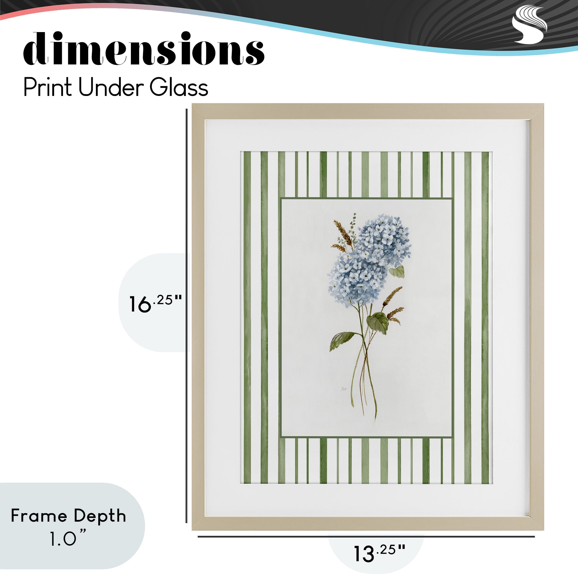 Stupell Industries Blue Hydrangea & Dried Wheat Birch Framed Print Under Glass, design by Nan