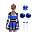 thumbnail image 2 of TiaoBug Kids Girls Cheerleading Outfit Sparkle Cheer Crop Top with Pleated Skirt & Flower Balls Socks Hairband Blue 10, 2 of 6