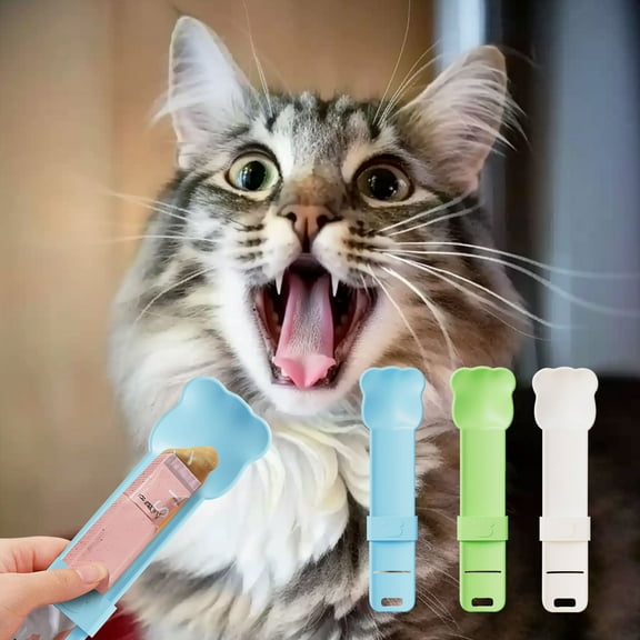 Meitianfacai Cat Strip Squeeze Spoon, Cat Wet Treats Dispense Spoon,Cat Food Spoon with Hanging Hole,Cat Wet Food Spoon Feeding Pet Food Spoon,Multi Functional Pet Spoons